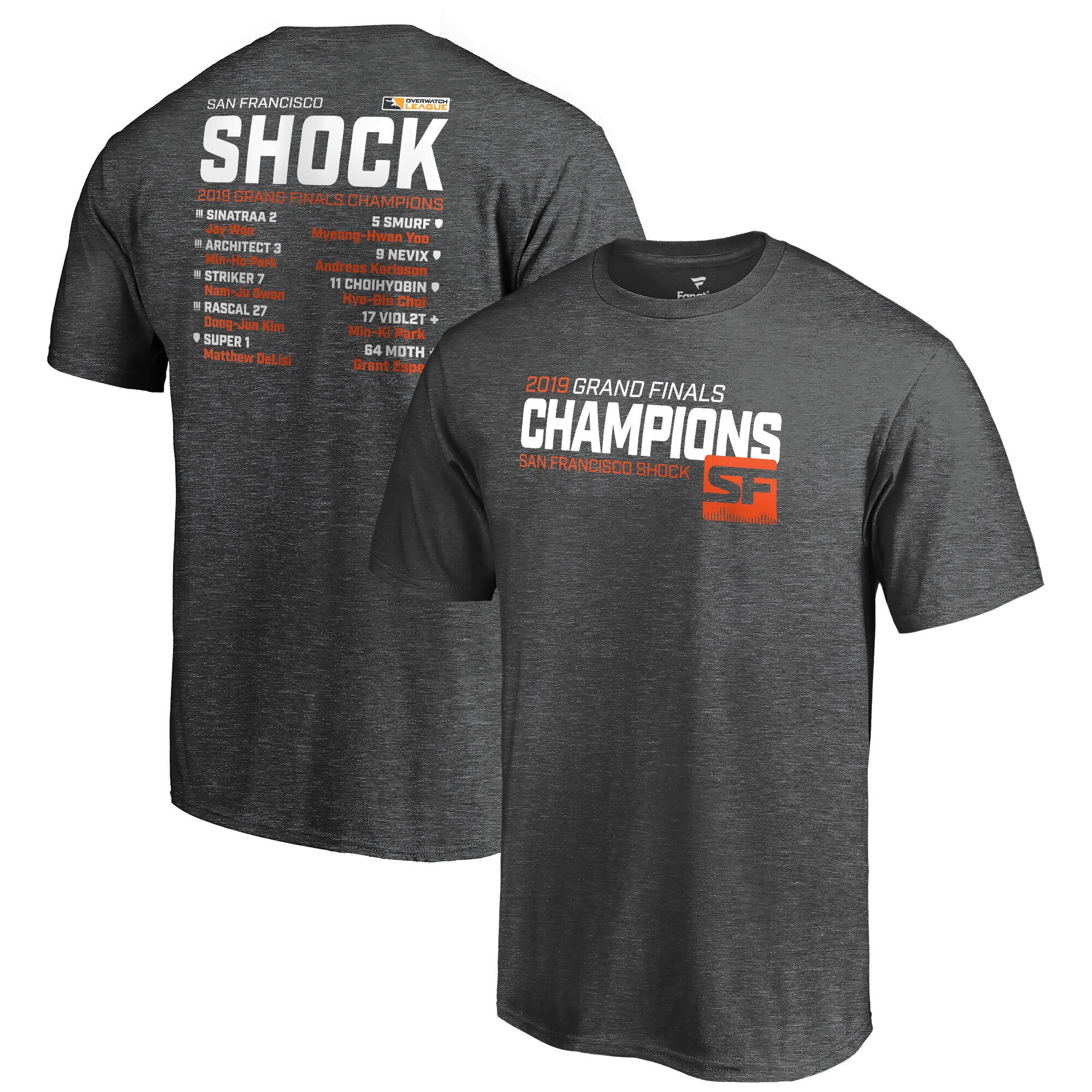 Shock championship t-shirt features player names