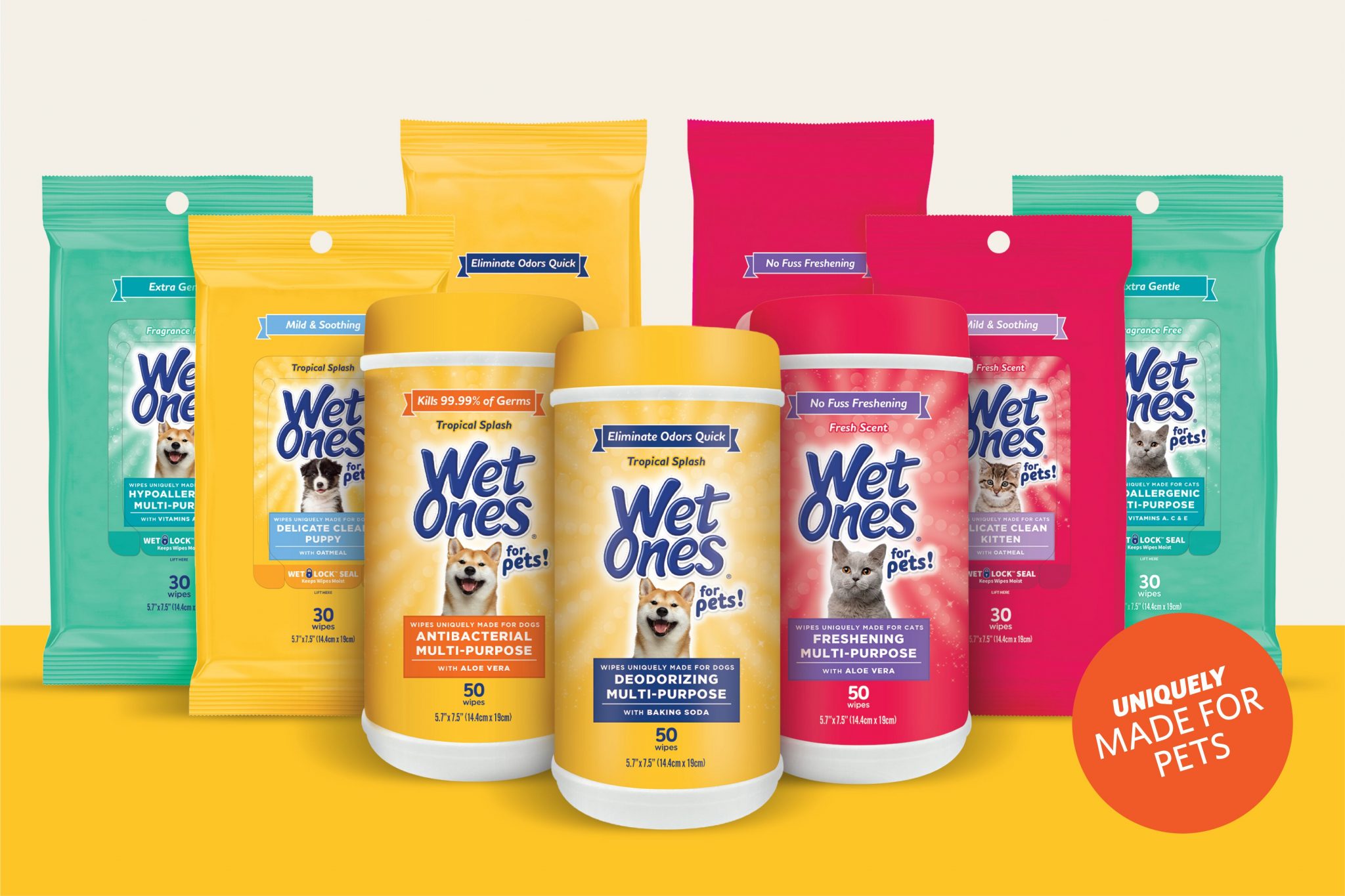 Wet Ones For Pets Wipes, Tropical Splash, Deodorizing Multi-Purpose - 100 wipes