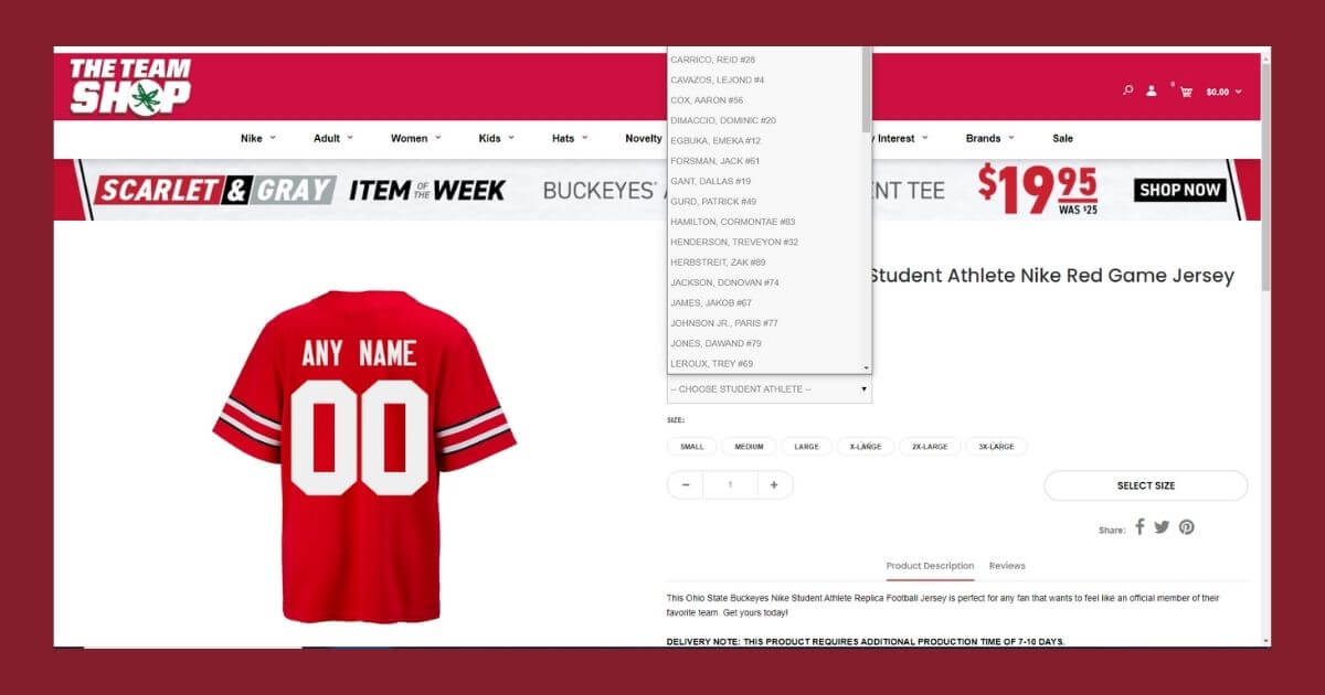 M Den selling Michigan football jerseys with players' names on the