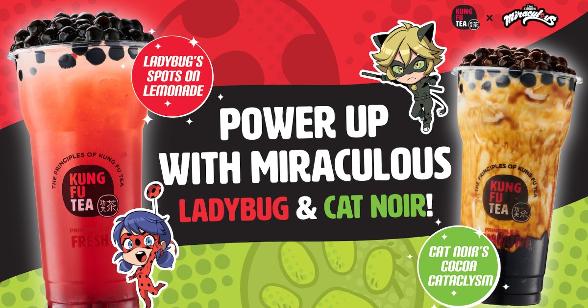 Kung Fu Tea and Miraculous Superheroes Ladybug & Cat Noir Brew Up a Themed Drink Collab image