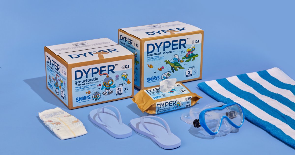 DYPER Announces New Line of Cotton-Enhanced Products Featuring The Smurfs, Exclusively Available at Walmart image