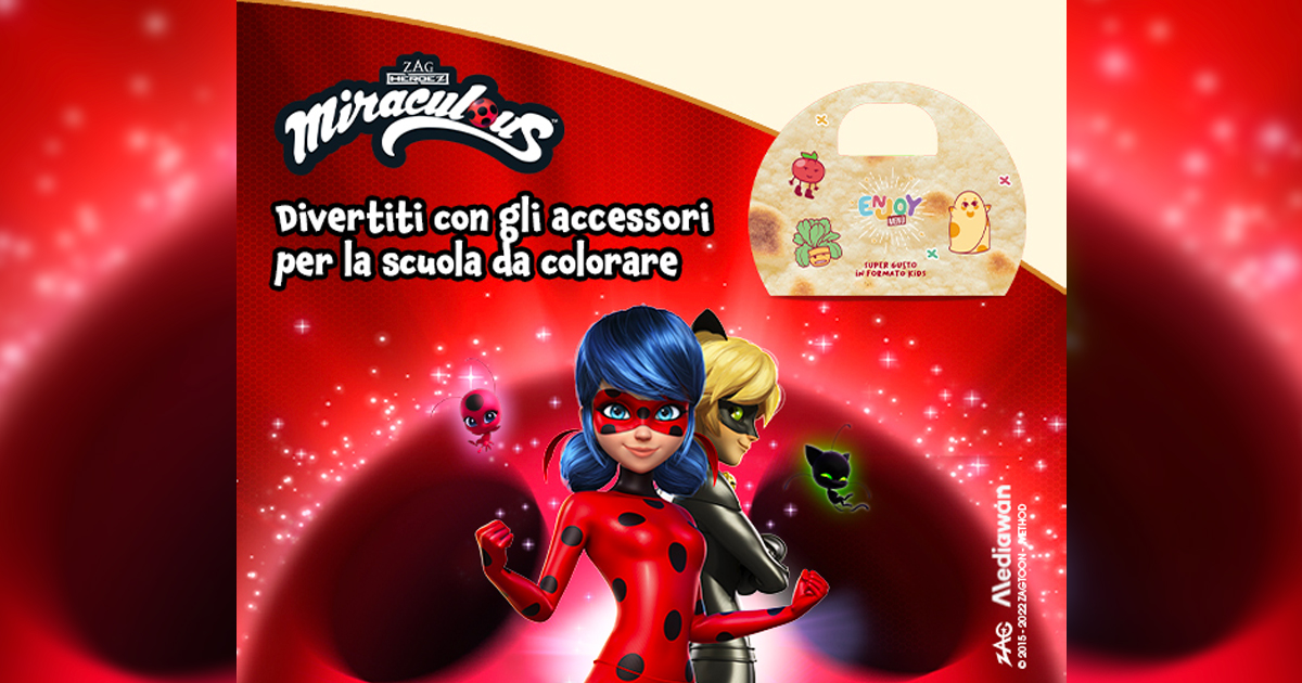 Ladybug and Cat Noir from Miraculous Corp’s globally beloved “Miraculous™” TV Series to feature in back-to-school kids meal promotion at Italy’s 400+ La Piadineria Restaurants image