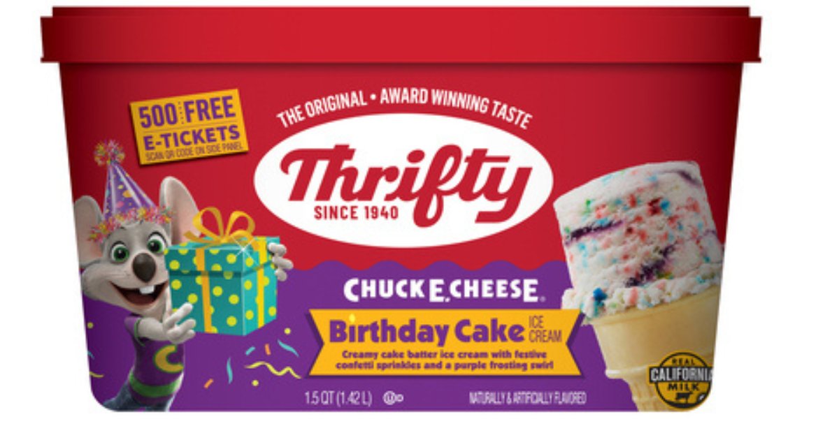 Thrifty Ice Cream Debuts New Birthday Cake Flavor in Collaboration with Chuck E. Cheese image