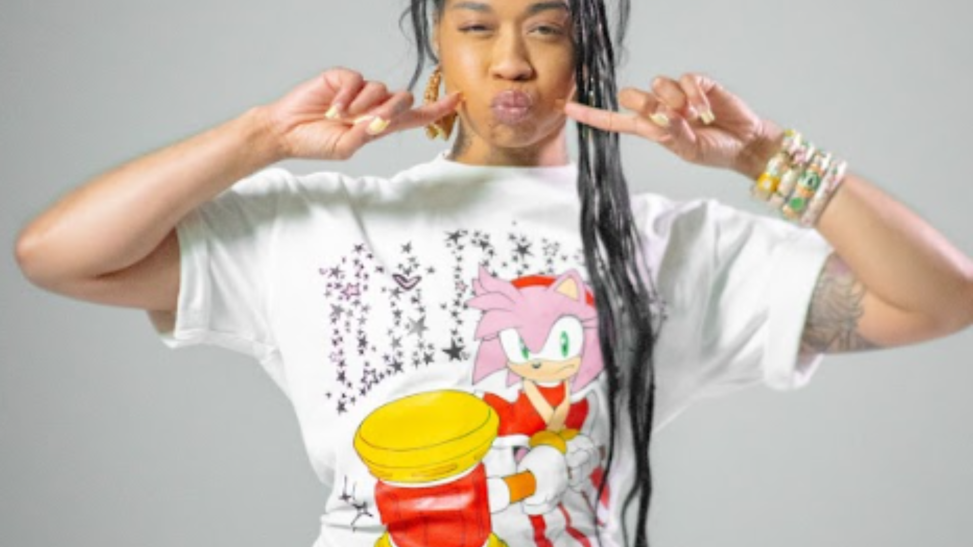 Rapper TiaCorine Launches Collab with Market Studios and Sonic the Hedgehog for a Limited Edition Amy Rose T-Shirt image