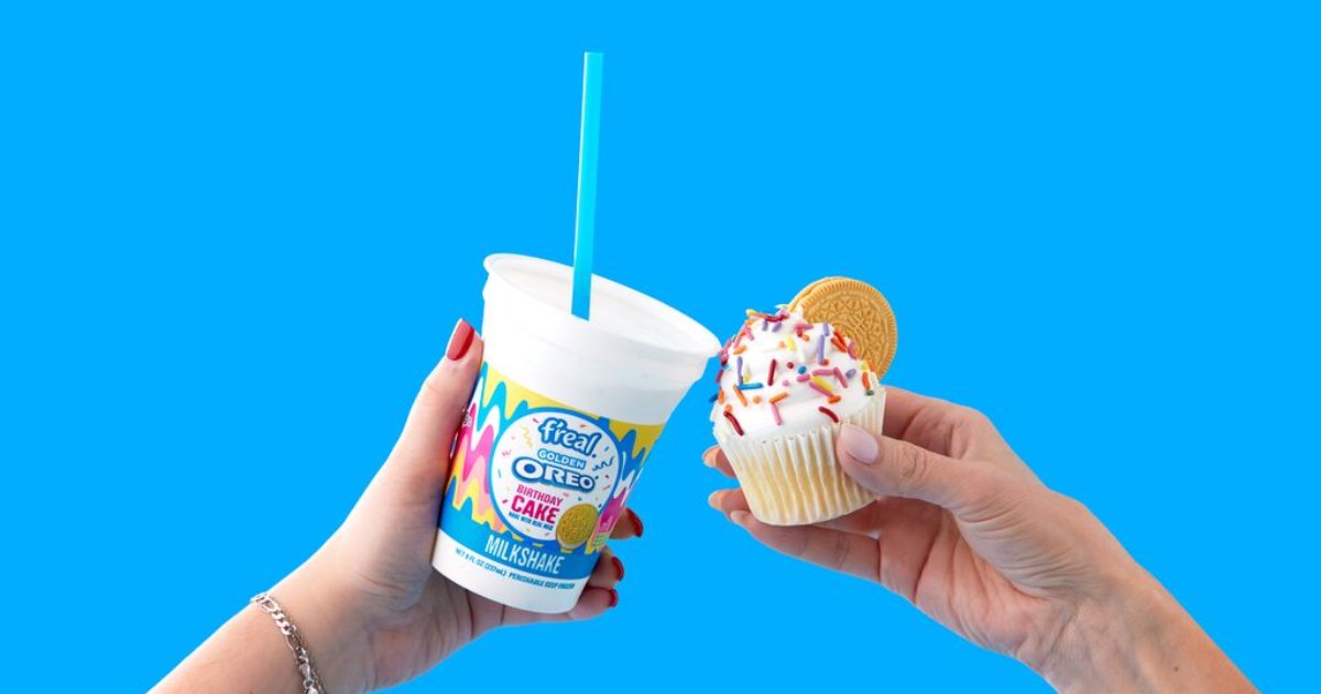 f’real Brings Back Birthday Cake Milkshake With a Golden OREO Cookie Twist image